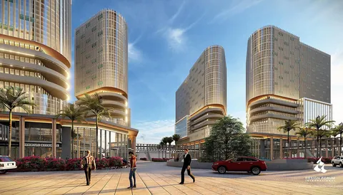 Render of the entrance plaza and drop-off at Fairfox EON